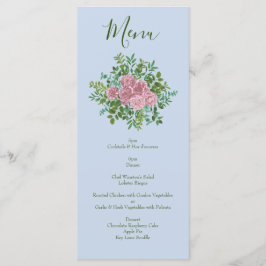 Blauwe en roze bruiloft pastel Floral Spring Menu