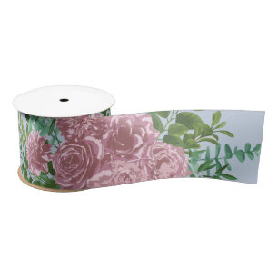 Blauwe en roze bruiloft pastel Floral Spring Satijnen Lint