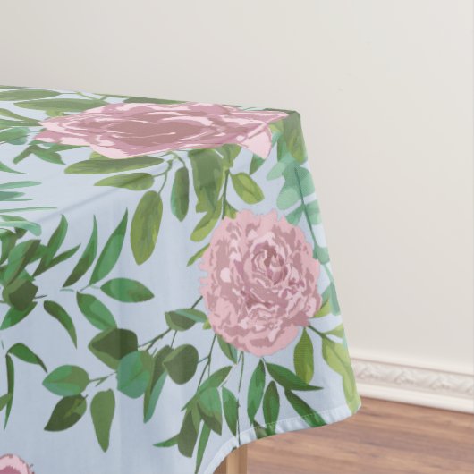 Blauwe en roze bruiloft pastel Floral Spring Tafelkleed (Voorbeeld)