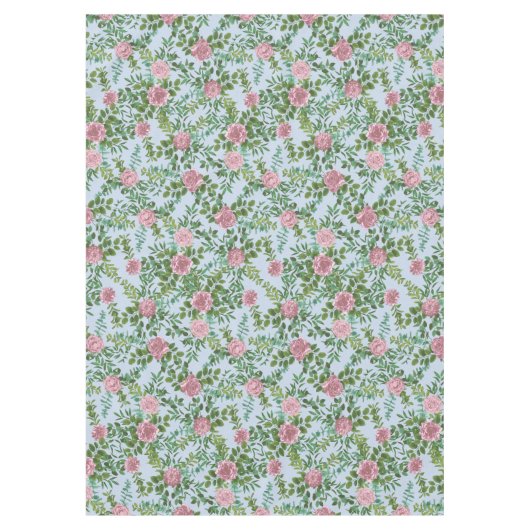 Blauwe en roze bruiloft pastel Floral Spring Tafelkleed (Voorkant)