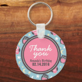 Blauwe en roze bruine bruine bruine bruine bruine  sleutelhanger (Voorkant)