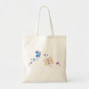 Blauwe en roze Butterflies Canvas tas