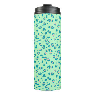 blauwe en roze cheeta luipaard print thermosbeker