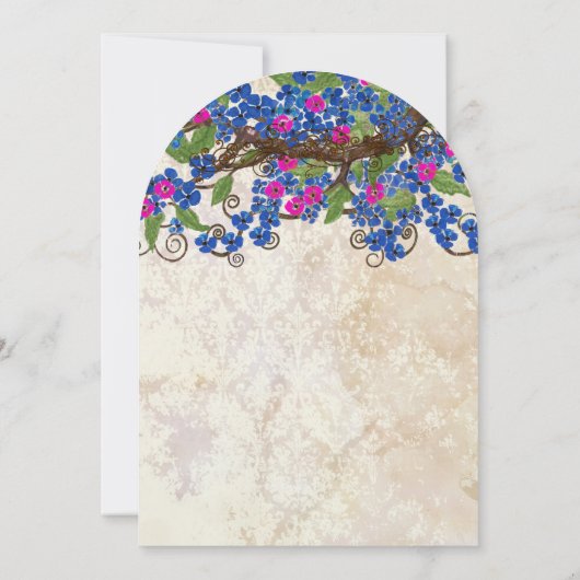 Blauwe en roze Cherry Blossom Tea Stain-uitnodigin Kaart (Achterkant)