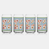 Blauwe en Roze Daisies Bloemen Botanische Kunst Blikvorm Glas (Rechts)