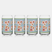 Blauwe en Roze Daisies Bloemen Botanische Kunst Blikvorm Glas (Voorkant)