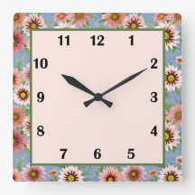 Blauwe en roze Daisy Floral botanische kunst