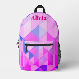 Blauwe en Roze Diamanten Bedrukte Rugzak