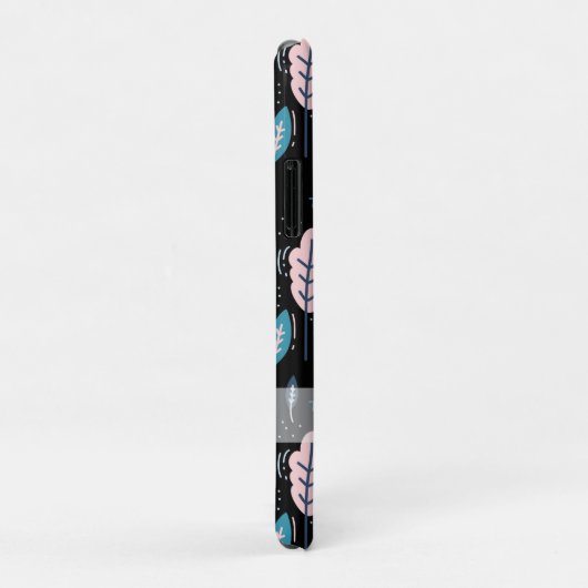 Blauwe en roze Doodle bladeren gepersonaliseerd Case-Mate iPhone Case (Achterkant/rechts)