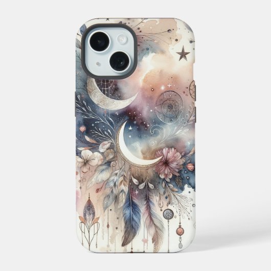 Blauwe en Roze Droomvanger iPhone 15 Case (Achterkant)