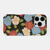 Blauwe en roze en gouden bloemen iPhone 16 Pro Hoe Hoesje (Achterkant horizontaal)