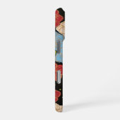 Blauwe en roze en gouden bloemen iPhone 16 Pro Hoe Hoesje (Rechterkant)