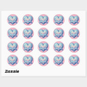 Blauwe en roze Fancy Valentijn Ronde Sticker (Vel)