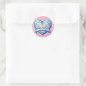 Blauwe en roze Fancy Valentijn Ronde Sticker (Tas)