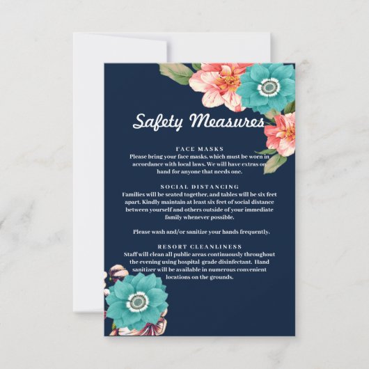 Blauwe en roze florale botanische veiligheidsmaatr notitiekaartje (Voorkant)