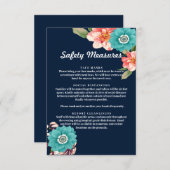 Blauwe en roze florale botanische veiligheidsmaatr notitiekaartje (Voorkant / Achterkant)