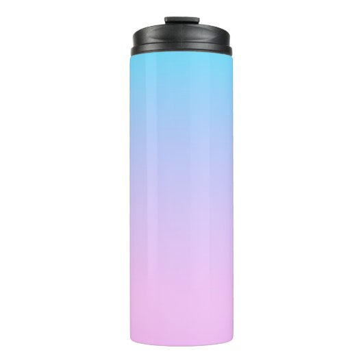 Blauwe en roze gradiëntachtergrond thermosbeker (Voorkant)