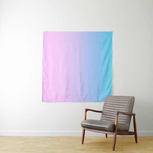 Blauwe en roze gradiëntachtergrond wandkleed (In Situ (horizontaal))