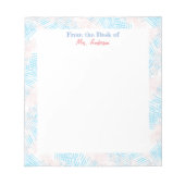 Blauwe en roze grensleraar notitieblok (Voorkant)