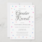 Blauwe en Roze Harten Gender Reveal Party Kaart (Voorkant)