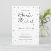 Blauwe en Roze Harten Gender Reveal Party Kaart (Staand voorkant)