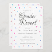 Blauwe en Roze Harten Gender Reveal Party Kaart (Voorkant / Achterkant)