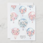 Blauwe en Roze Hete Luchtballonnen Geslacht Onthul Kaart (Achterkant)