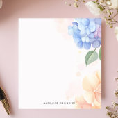 Blauwe en Roze Hortensia Bloemen Gepersonaliseerde Notitieblok