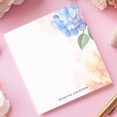 Blauwe en Roze Hortensia Bloemen Gepersonaliseerde Notitieblok