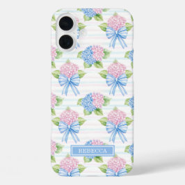 Blauwe en Roze Hortensia's iPhone 16 Plus Hoesje