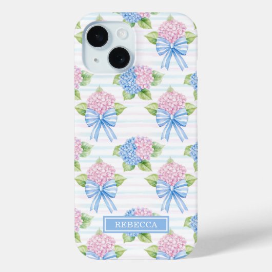 Blauwe en Roze Hortensia's Case-Mate iPhone Case (Achterkant)