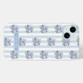 Blauwe en Roze Hortensia's met Initialen Case-Mate iPhone Case (Achterkant (horizontaal))