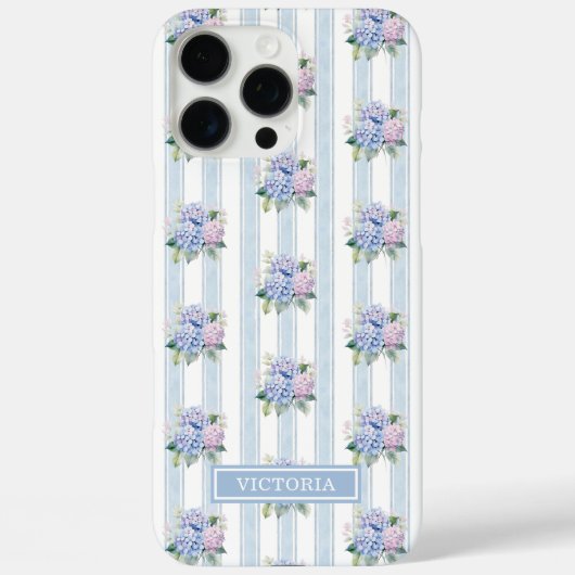 Blauwe en Roze Hortensia's met Initialen Case-Mate iPhone Case (Achterkant)