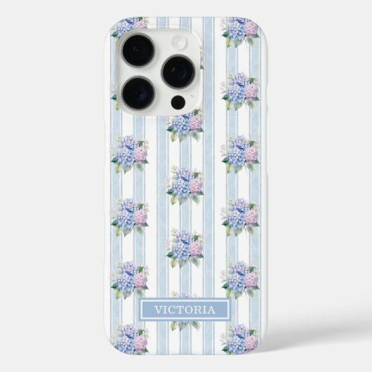 Blauwe en Roze Hortensia's met Initialen Case-Mate iPhone Case (Achterkant)