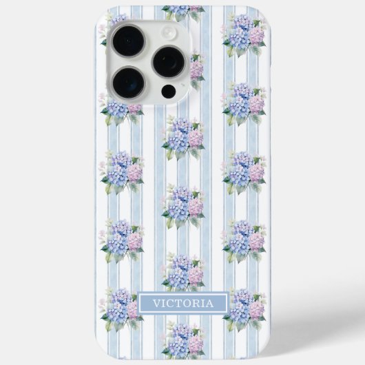 Blauwe en Roze Hortensia's met Initialen Case-Mate iPhone Case (Achterkant)