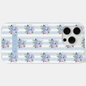 Blauwe en Roze Hortensia's met Initialen Case-Mate iPhone Case (Achterkant (horizontaal))