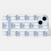 Blauwe en Roze Hortensia's met Initialen Case-Mate iPhone Case (Achterkant (horizontaal))