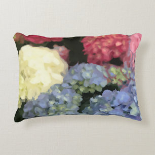Blauwe en Roze Hydrangea Digital Flower Painting Accent Kussen