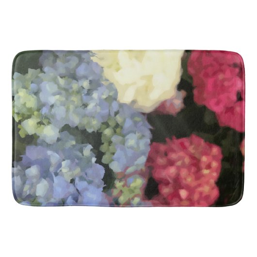 Blauwe en Roze Hydrangea Digital Flower Painting Badmat (Voorkant)