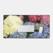 Blauwe en Roze Hydrangea Digital Flower Painting Bureaumat (Keyboard & Muis)