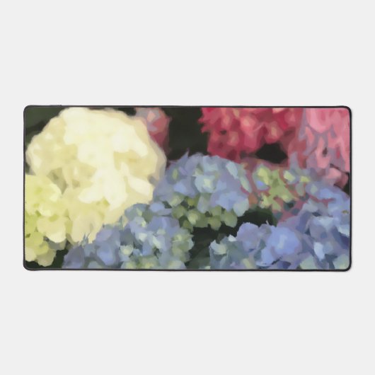 Blauwe en Roze Hydrangea Digital Flower Painting Bureaumat (Voorkant)