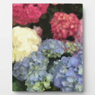 Blauwe en Roze Hydrangea Digital Flower Painting Fotoplaat