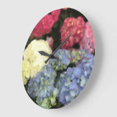 Blauwe en Roze Hydrangea Digital Flower Painting Grote Klok (Hoek)