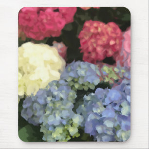 Blauwe en Roze Hydrangea Digital Flower Painting Muismat