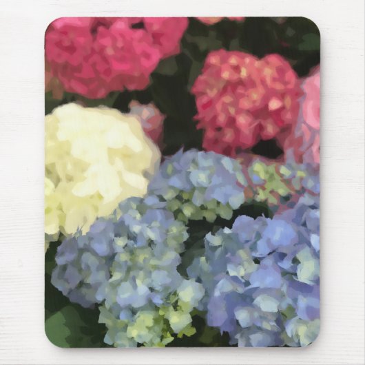 Blauwe en Roze Hydrangea Digital Flower Painting Muismat (Voorkant)