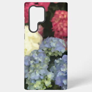 Blauwe en Roze Hydrangea Digital Flower Painting Samsung Galaxy Hoesje