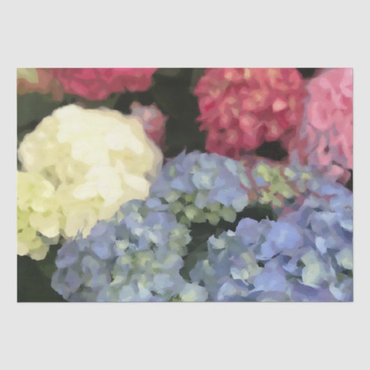 Blauwe en Roze Hydrangea Digital Flower Painting Tissuepapier (Voorkant)