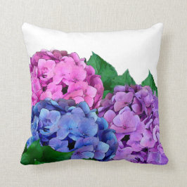 Blauwe en Roze Hydrangea Flowers Kussen