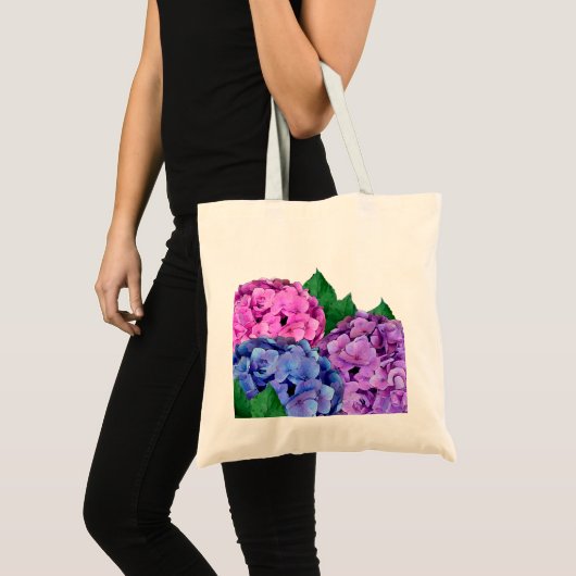 Blauwe en Roze Hydrangea Flowers Tote Bag (Voorkant (product))