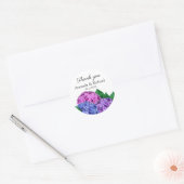 Blauwe en roze hydrangea Flowers Weddenschap Harte Ronde Sticker (Envelop)